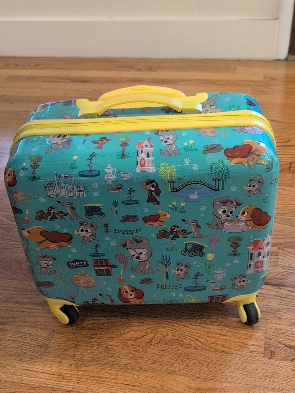 Teal & Yellow Small Pets Rolling Carry Case